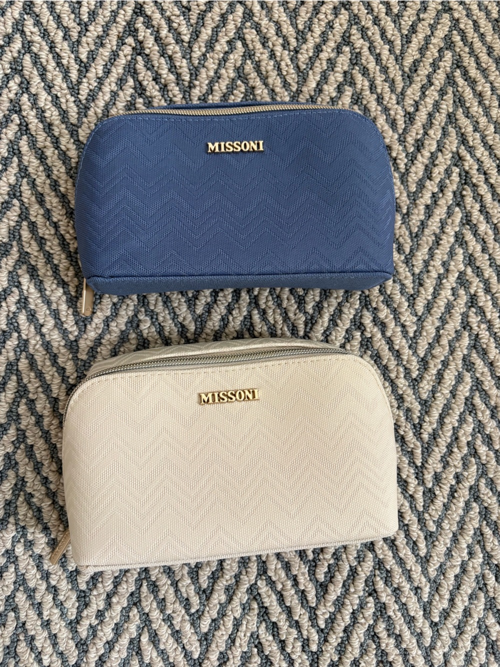 Missoni Women's Navy and Cream Zip Cosmetic Pouches